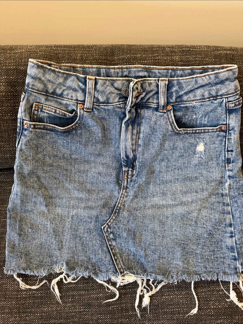wild fable Distressed Light Blue Denim Mini Skirt